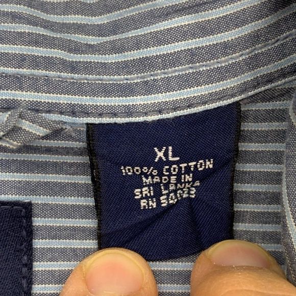 Mens Vintage GAP Shirt Y2K Size XL Blue Stripe Casual Button Up Cotton 3617 - Picture 2 of 6